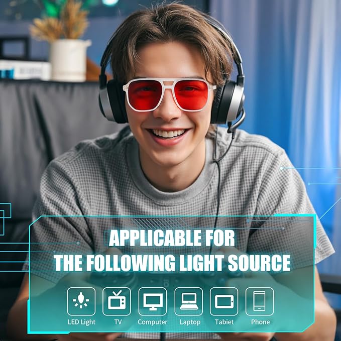 FEISEDY Sleep Blue Light Glasses for Woman Men 99.9% Computer Gaming Red Lens Eyeglasses Reduce Eyestrain G2835