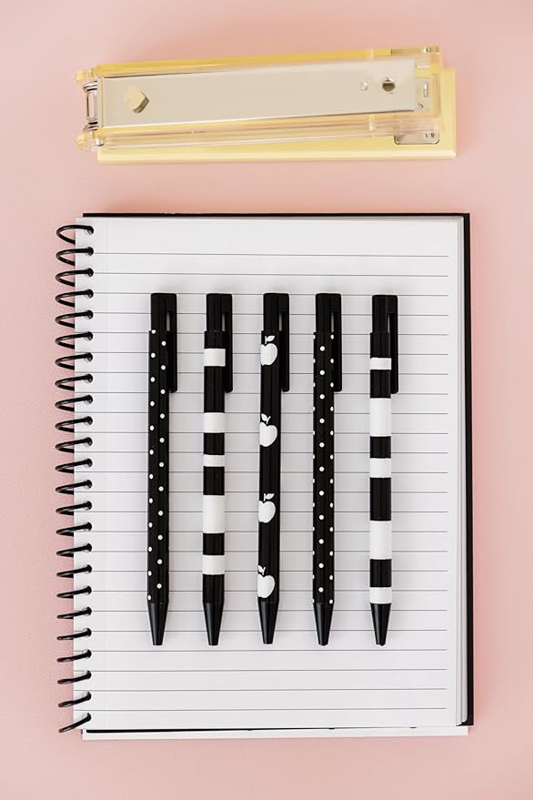 Kate Spade New York Black/White Mini Spiral Notebook, 8.25" x 6.75" Journal Notebook with 112 Lined Pages, Black Spade Dot