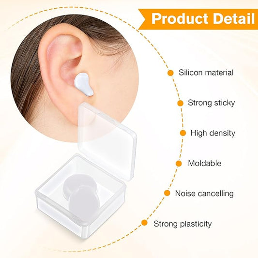 Frienda 21 Pairs Ear Plugs for Sleeping Reusable Moldable Silicone Earplugs Soft Noise Cancelling Earplugs Sound Blocking Ear Plugs with Case for Swimming Concert 32dB NRR (White)