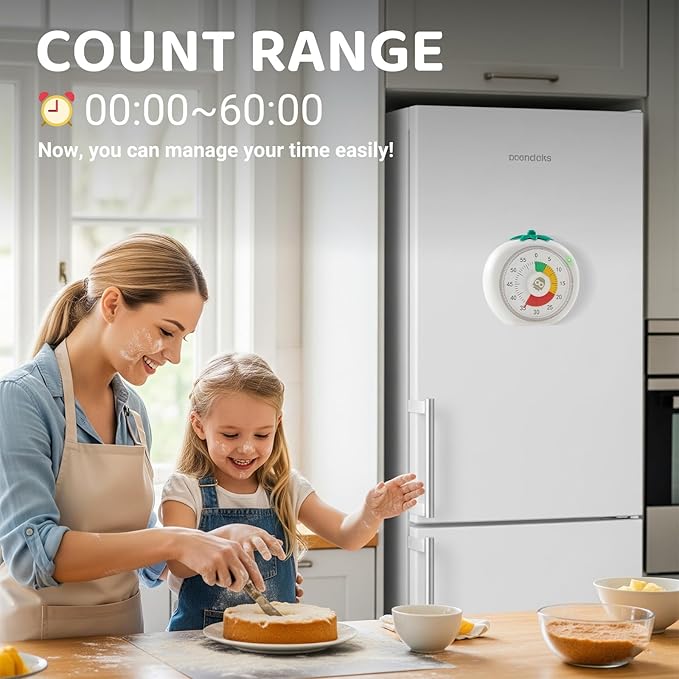 Visual Timer for Kids & Adults – 4-Color Zone Countdown Timer, 60-Min Silent Pomodoro Timer for ADHD Focus, Study, Cooking & Time Management Tool