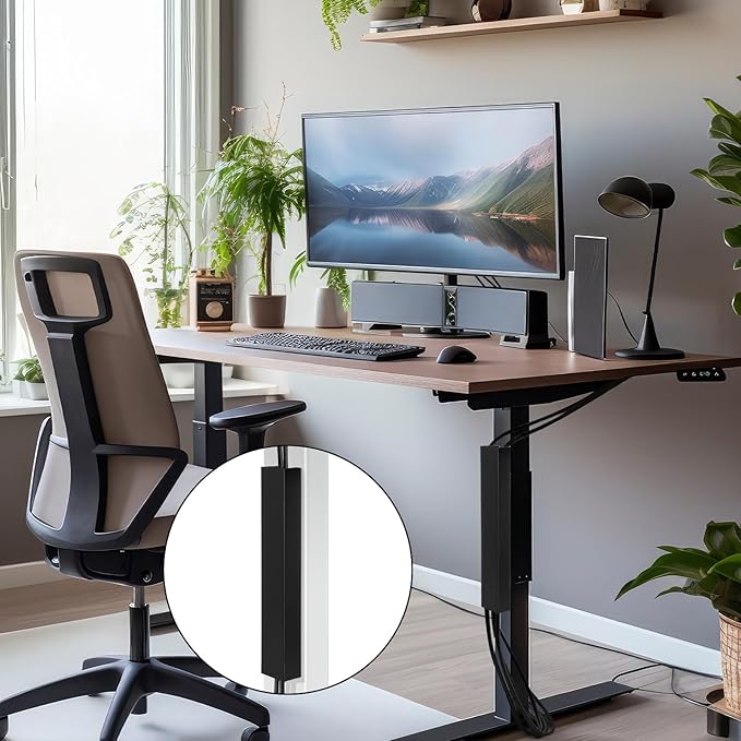 Blulu 2 Pack Black Steel Magnetic 14 Inch Cable Management Channel for Under Desk Leg Vertical Wire Hider Cover Desk Cable Organizer No Drill Cord Organizer Cord Hider Management for Home Office