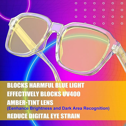 VISOONE Gaming Glasses Blue Light Blocking Oversized Square Computer Eyewear Men Women Bennett