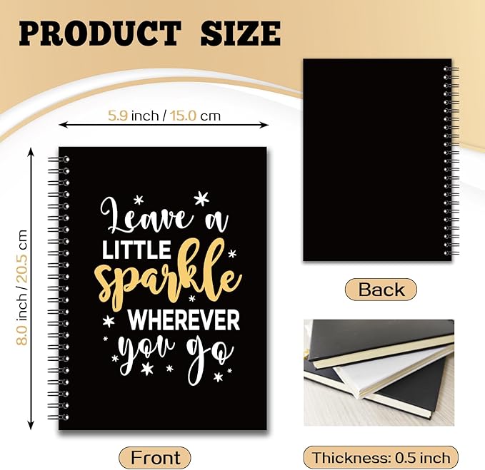 YAZMEEN Inspirational Blank Spiral Notebook(160 Pages) Leave A Little Sparkle Wherever You Go Hardcover Sketchbook Coworker Appreciation Gifts Funny Notebook Birthday Gifts for Colleague Best Friend