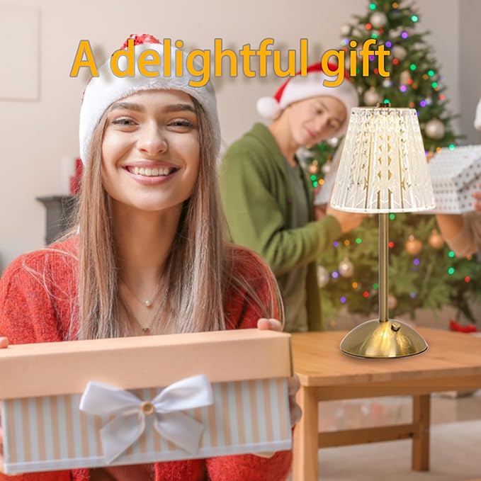 2 Pack Crystal Table Lamp, 5000mAh Rechargeable Battery Lamp with Touch Control, 3 Color Temperatures, Dimmable Brightness, Matte Aluminum Light for Bedroom/Bar/Kitchen/Outdoor, Home Décor