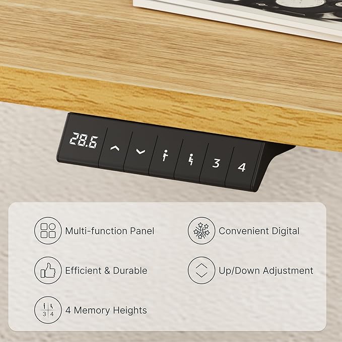 FLEXISPOT EN2 Whole-Piece Standing Desk with Clamp Power Strip, 55 x 28 Electric Stand Up Height Adjustable Desk with Cable Management (Gray Frame + 55" Maple Top, 2 Packages)