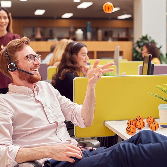 32 PCS Basketball Stress Balls,Small Soft Foam Squeeze Basketballs,Squeeze Anxiety Relief for Basketball Sports Game Kids,Basketball Party Decoration(1.6 inch)