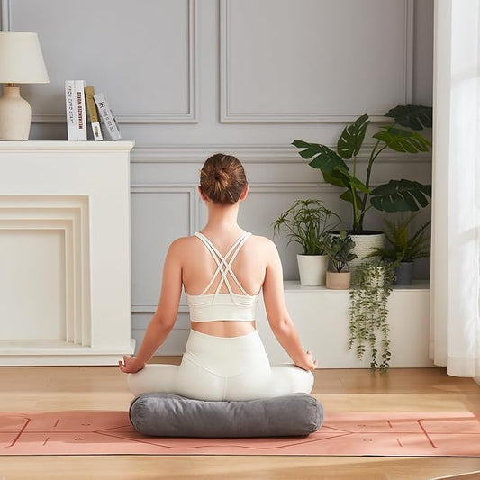 Meditation Cushion Bolster Pillow for Restorative Yoga – Supportive Cushion for Meditation, Pilates, and Relaxation – Filled with Buckwheat Hulls - Removable Cover