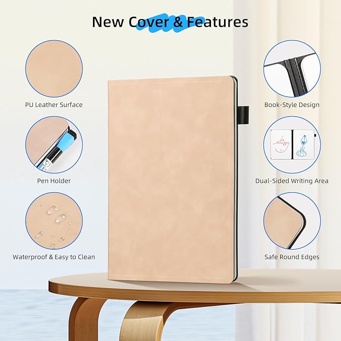 AGM Portable White Board Dry Erase Notebook, 8.4" x 6" Double Sided Folding Whiteboards with 3 Pens, Small Travel Dry Erase Board Skin-Friendly Material for Study, Meeting, Planning, Rose Pink