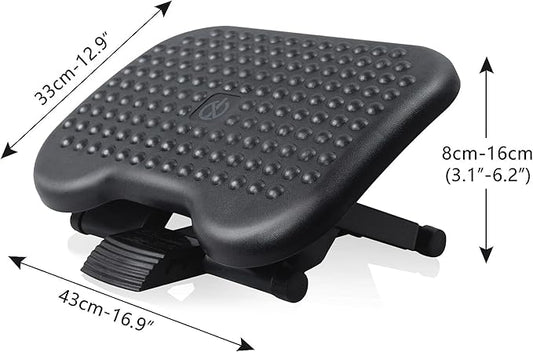 Under Desk Footrest Adjustable Height Comfy Foot Rest with 30 Degree Angle Adjustment for Comfort Home, Office Pressure Relief