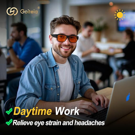 Goiteia Orange Blue Light Blocking Fit Over Glasses-Amber Blue Light Glasses Over Glasses for Better Sleep/Eyes Strain