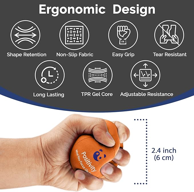 Mind & Body Stress Balls for Adults - Triple Density Squeeze Balls for Hand Therapy & Grip Strengthening - Stress & Anxiety Relief - Physical Therapy Support - Soft, Medium, Hard Gel Core