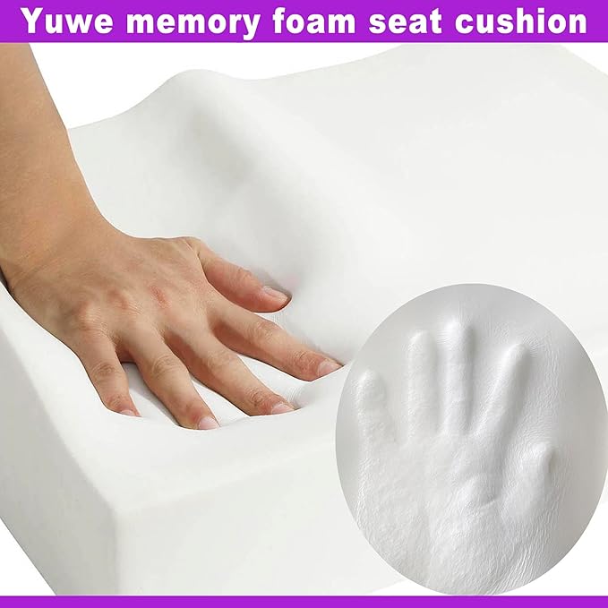 Yuwe Extra Large Seat Cushion - Memory Foam Seat Cushion, Office Chair Cushion, Ergonomic Chair, Car Seat Cushion Sciatica & Tailbone Pain Relief Cushion