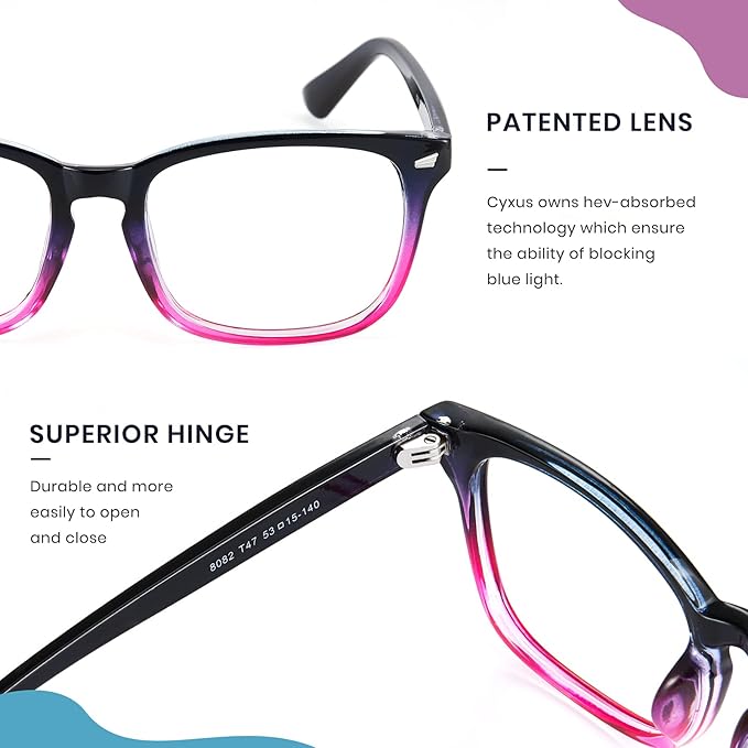 Cyxus Blue Light Glasses for Men Women Reduce Eye Strain UV Blocking for Computer Screen 8082