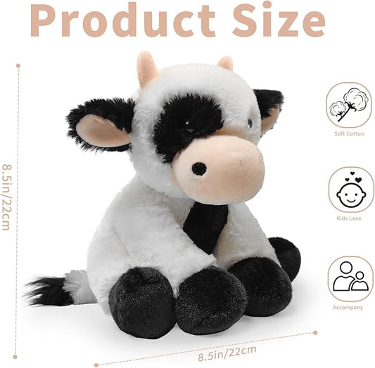 Plush Cow Sitting Stuffed Animal Toys, Realistic Cow Stuffed Animals Plush Toy Filled in Limbs 8.5 Inch Soft Huggable Gifts for Kids with Stuffed Animals Birthday Gift for Girls Boys