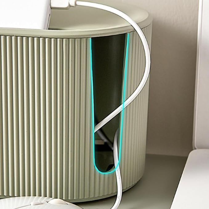 Cable Management Box,Desk Cord Organizer with Groove Cover,Plastic Cord Hider Box,Large Cable Box Organizer,Power Socket Management for TV/Computer/Router/Games Console Cable Storage (Green)
