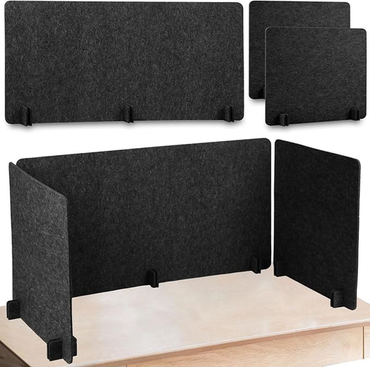 Buryeah 3 Pcs Desk Divider 23.6 x 47.2, 23.6 x 23.6 Stand up Freestanding Cubicle Privacy Partition Reducing Noise Visual Distraction Divider for Office Home School(Deep Gray)