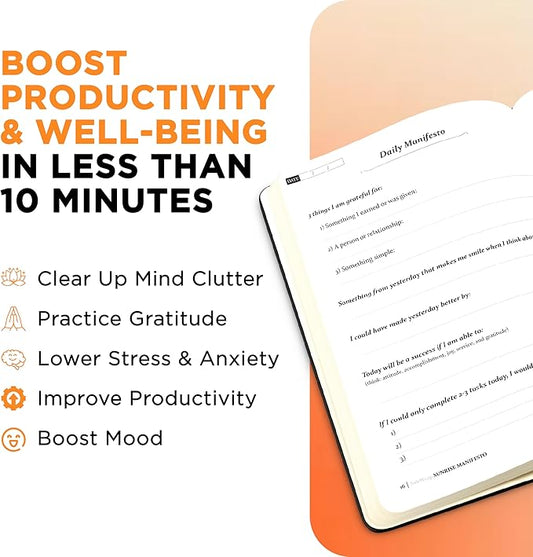 SaltWrap Sunrise Manifesto: Daily Morning Guided Journal for Gratitude, Mindfulness, Wellness, Self Care for Women & Men – 5 Minute Reflection Journal