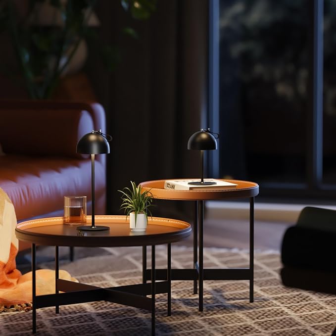 Outdoor Table Lamp,8-75 Hours Battery Powered Lights,Black Rechargeable Desk Lamp,Waterproof,Magnetic,Stepless Dimming,Adjustable Height,for Camping,Living Room,Dinner,Shower,Night Light