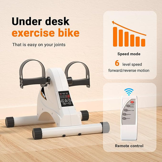TODO Motorized Pedal Exerciser Mini Exercise Bikes, Under Desk Bike Peddler Exerciser for Seniors Rehab and Arm Leg Physical Therapy