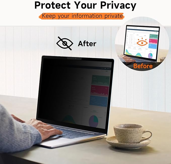 Mamol Upgrade Privacy Screen for Microsoft Surface Pro 11/10/9/8/X -13 inch, Fully Removable Anti Glare Blue Light Filter, Anti-Spy Screen Protector