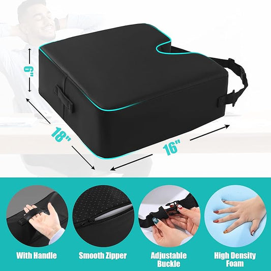MABOZOO Extra Thick Seat Cushion, PU Leather Office Chair Cushion for Office Chair Car Seat, Memory Foam Booster Seat Sciatica & Back Pain Relief for Long Sitting (18"*16"*6")