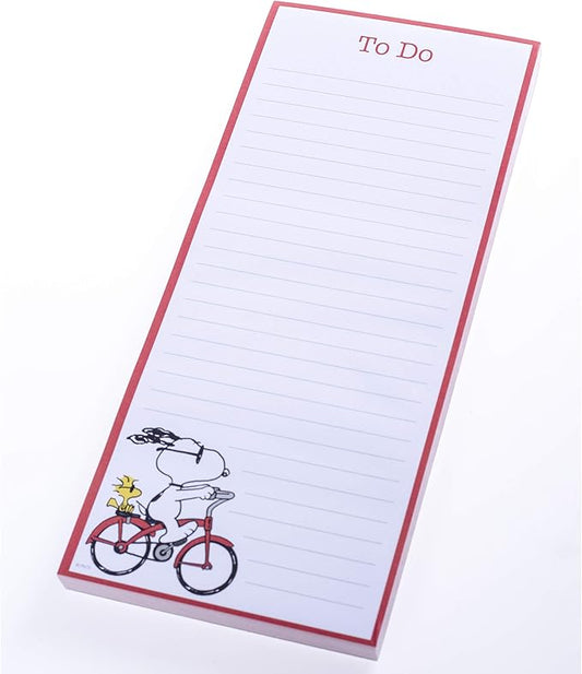 Graphique Magnetic Notepad - Peanuts Snoopy Bike Grocery and Shopping List - Fun Decorative To-Do List - Perfect House Warming Gifts - 100 Tear off Sheets (4" x 9.25" x .5")