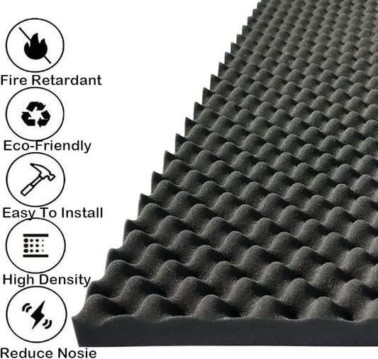4 PCS Acoustic Panels,48''X24''X2'' Egg Crate Foam Soundproof Foam Wall Panels,High Density Fireproof Noise Cancelling Foam Studio Foam Panel,Noise (Black)