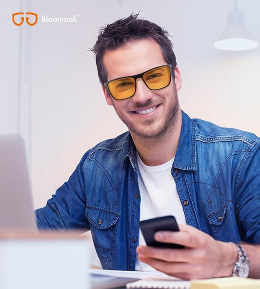 Bloomoak-99% Blue Green Light Blocking Glasses - Gaming Glasses - Anti Glare - Anti Fatigue -Suitable for Screens, Games, TVs