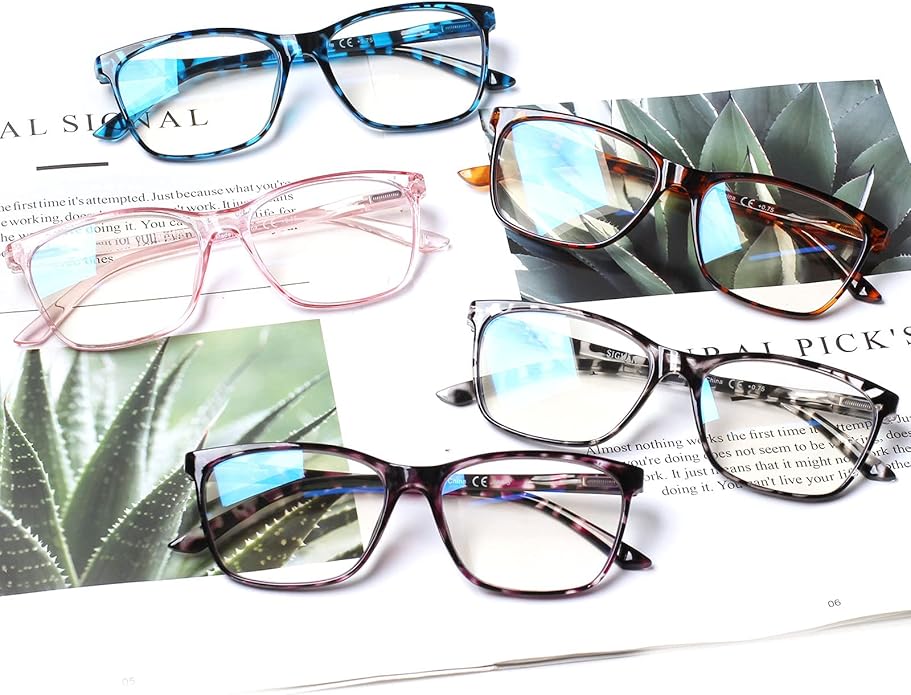 SIGVAN Ladies Reading Glasses Blue Light Blocking Spring Hinge Fashion Pattern Print Eyeglasses for Women