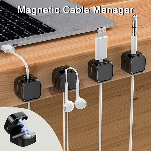 IFNOW 12 Pack Magnetic Cable Clips Cord Organizer Black and White Self Adhesive Cord Holder Under Desk Cable Management for Home,Office,Car,Desk,Nightstand