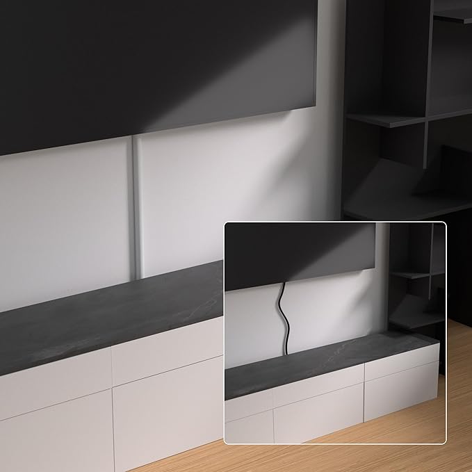 ZhiYo 113in Cord Covers for Wires on Wall, One Cord Hider Wall, Self-Adhesive Wire Covers for Cords, Paintable TV Cable Hider Cable Management Kit, 8X L14.2in, W0.5in H0.4in, White