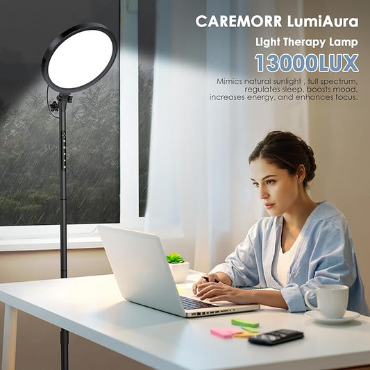 Light Therapy Lamp, 13,000 Lux Sunlight Lamp with Touch&Remote Control, Floor Lamp with 4 Color Temperatures &5 Brightness Levels,Full Spectrum Light with 4 Timers for Reading/Office/Home