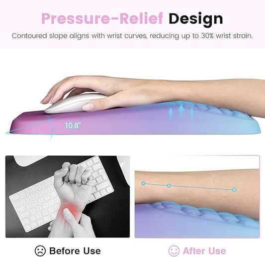 Ospelelf Mouse Pad with Wrist Rest Ergonomic Comfortable Pain Relief Mousepad Wrist Support for Computer Purple