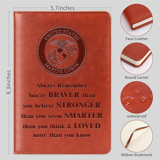 Marine Gift Marine Corps Notebook Always Remember You Are Braver Military Deployment Gift Appreciation Gift for Marine Inspiration Gift Military Notebook(Always-MARINE CORPS)