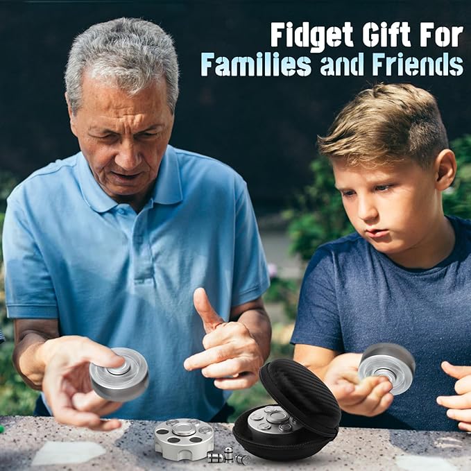 Cool Alloy Fidget Spinner Toys Metal for Kids Adults, Fidget Cube Block Chain Small Sensory Gadget Finger Hand Spinner Cool Gadget Stuff Gift for Men, Desk Spining Top Toy Best Gift Party Favors