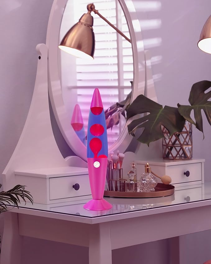 16-Inch Liquid Motion Lamp- Pink Base, Purple Liquid, Pink Wax, Beautiful Magma Lamp with 2 packs bulbs for Adults Kids, Night Light for Boys Girls Present Home Bedroom Office Living Room Decor
