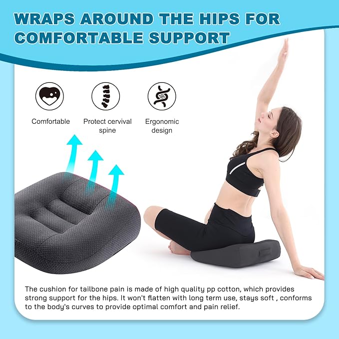 Office Chair Cushions for Back and Butt, Ergonomic Chair/Seat Cushion for Long Sitting, Sitting Pillow for Automobile, Wheelchair, Computer,Office Chair Hip Support Grey