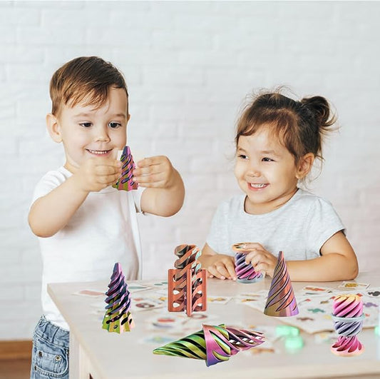 4 Packs Impossible Cone,Spiral Cone Fidget Toy,Impossible Cones passthrough Impossible Pyramid for Relaxing,Spiral Fidget Toy passthrough Impossible Cone,Birthday for Adults & Kids