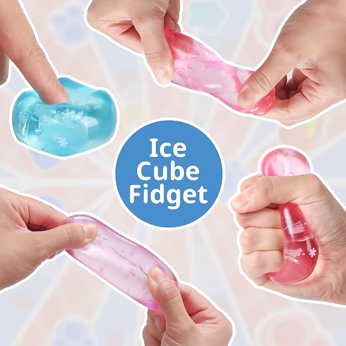 Jongdari Ice Cube Squishy Stress Cubes Balls Fidget Toys with Snowflakes Inside, Slow Rise Anxiety Relief Sensory Squeeze Toy Birthday Gifts Party Favors for Kids & Adults - 3pcs, Medium Size