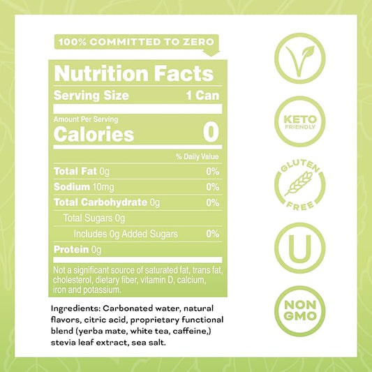 Yerbaé Energy Beverage Yuzu Lime - Lemon Lime Flavor. Energized by Yerba Mate. Naturally Caffeinated Plant-Based, Healthy Alternative to Coffee/Sugary Sodas Pack of 12, 16oz cans