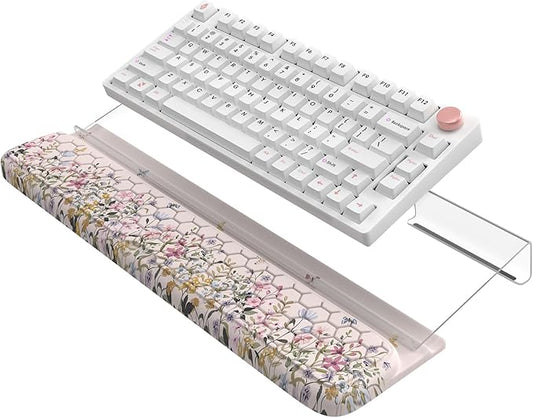 2 in 1 Wrist Pad for Keyboard, 3-Level Height Adjustment Keyboard Riser for Typing, Memory Foam Wrist Support for Keyboards for Office Home(Off White)