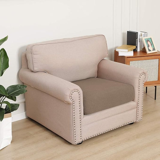 Easy-Going Stretch Chair Cushion Cover Sofa Cushion Furniture Protector Sofa Seat Sofa Slipcover Sofa Cover Soft Flexibility with Elastic Bottom(Chair Cushion, Camel)