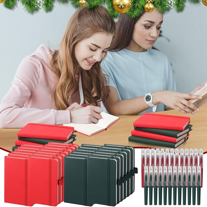25 Pack Pocket Small Notebook Journals with Pen 5.6'' x 3.7'' Mini Journaling Notepads A6 Ruled Journals Hardcover Lined Notebook Bulk with Pen Holder for Office School Memo(Festive Colors)