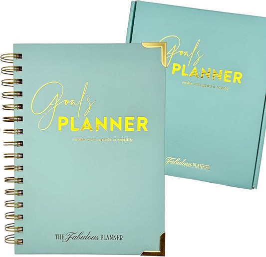 Undated Goal Planner, Daily & Weekly Organizer & Productivity Planner with Goal Setting Worksheets, To Do lists Journal, Notes & Ideas Pages, A5 Size (Aqua)