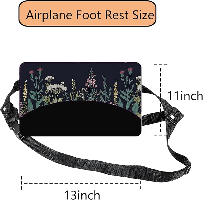 Airplane Foot Rest Comfortable Travel Footrest Accessories Adjustable Foot Hammock for Plane,Ergonomic Airplane Travel Essentials,Portable Office Desk Foot Rest(Subtle Flower)