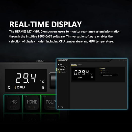 GAMDIAS Hermes M7 Gasket Gaming Keyboard, 80% Hot-Swappable Linear Switches w/RGB Backlit&Knob, 3 Mode BT/2.4G/Wired, 5-Layer Padding Gasket Structure, Software Customizable Digital Display, Black