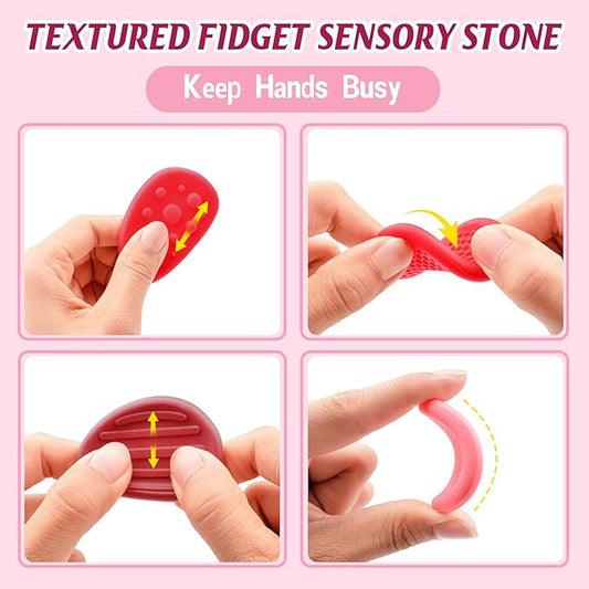 Fidget Toys Sensory Stones for Kids and Adults,6 PCS Texture Worry Stone for Anxiety Autism Teen Calm Down & ADHD Stress Relief,Quiet Fidgets for Classroom Small Prizes Gifts for Travel Toy