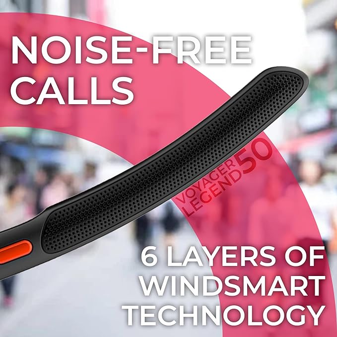 Poly Voyager Legend 50-M Bluetooth Headset, Charging Case, AI-Powered Noise Cancellation, 4-Mic WindSmart Tech, 10-Hr Battery, 98 ft Wireless Range, Multipoint Connectivity, Voice Assistant, GTW Cloth
