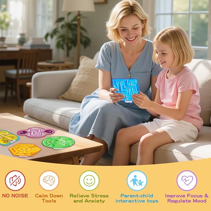Squishy Fidget Toys - 5-Pack Sensory Maze Fidget for Anxiety & Stress Relief, Autism Kids | Calming Corner Items for Kids, Quiet Fidgets for Classroom & Car Travel | Gifts & Prizes for Children