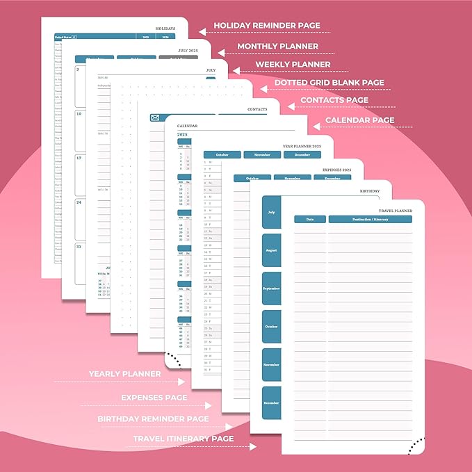 Weekly Monthly 2026 Planner (Jan.26-Dec.26),6.5"x3.75",12 Months Agenda Plan with Month Tabs & Pocket,Expenses/Note Pages, Appointment Book Calendar with Vegan Leather Cover,Rose Red